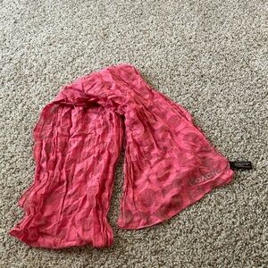 Coach Vibrant Pink Logo Scarf Cotton Silk Embellished Travel Monogram Minimalist